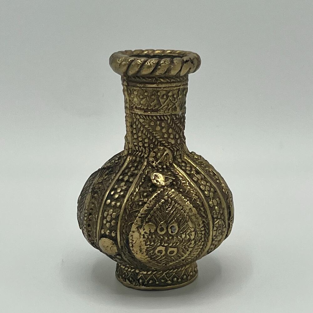 Small Antique Vintage Indian Mughal Brass Vase 4” - Picture 1 of 6